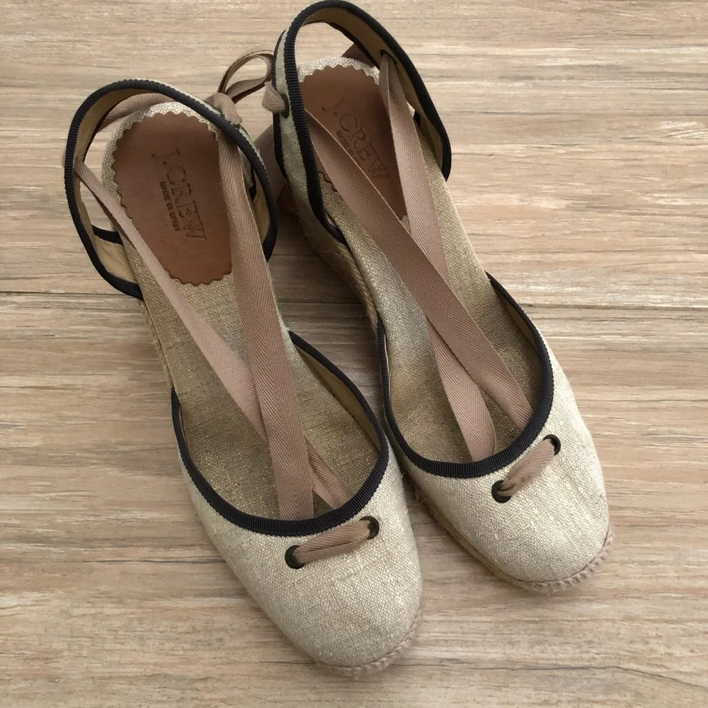 J. Crew Gold Flax Espadrille Size 8